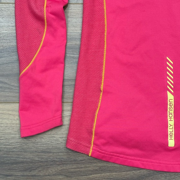 Helly Hanson Training Merino Wool Blend Quarter Zip Pullover Pink/Yellow Medium - Picture 12 of 14